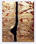 "Lava Gold" - Schlagmetall Gold, Ölfarbe, Strukturpaste auf Leinwand - 100x140 cm