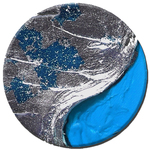 "Wave" - Schlagmetall Silber, Ölfarbe, Strukturpaste auf Holz - 100x100 cm