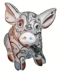 "Schweinchen Oriental" - in Ton modelliert. Natursteinguss, ca. 30 cm, 12 kg