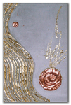 "Goldwelle"  - Schlagmetall Kupfer, Gold, auf vergossenem Naturstein, Leinwand mit Juteleinen bezogen - 80x120 cm
