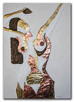"Aphrodite" - Schlagmetall Gold, Kupfer, Lack auf vergossenem Naturstein, Leinwand mit Juteleinen bezogen - 80x120 cm